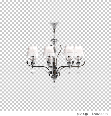 crystal chandelier for the interior isolated on transparent background, home lighting, 3D illustration, cg render 128636829