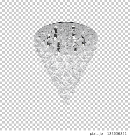 crystal chandelier for the interior isolated on transparent background, home lighting, 3D illustration, cg render crystal chandelier for the interior isolated on transparent background, home lighting, 3D illustration, cg render 128636831