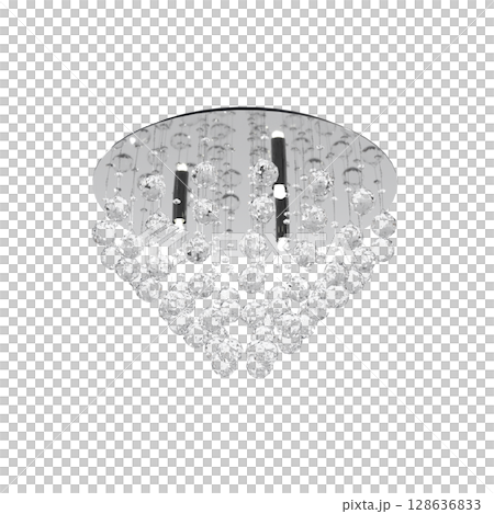 crystal chandelier for the interior isolated on transparent background, home lighting, 3D illustration, cg render 128636833