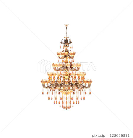 crystal chandelier for the interior isolated on transparent background, home lighting, 3D illustration, cg render crystal chandelier for the interior isolated on transparent background, home lighting, 3D illustration, cg render 128636851