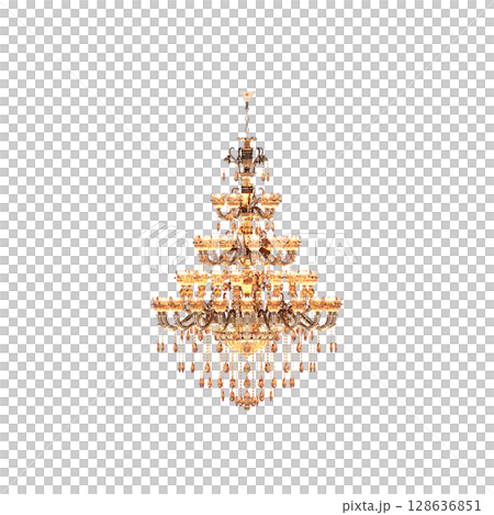 crystal chandelier for the interior isolated on transparent background, home lighting, 3D illustration, cg render crystal chandelier for the interior isolated on transparent background, home lighting, 3D illustration, cg render 128636851