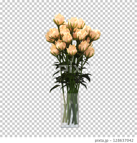 decorative flower in a pot isolate on a transparent background, 3D illustration, cg render decorative flower in a pot isolate on a transparent background, 3D illustration, cg render 128637042