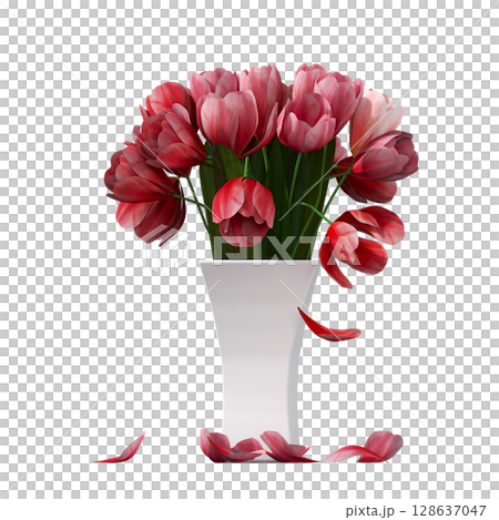 decorative flower in a pot isolate on a transparent background, 3D illustration, cg render 128637047