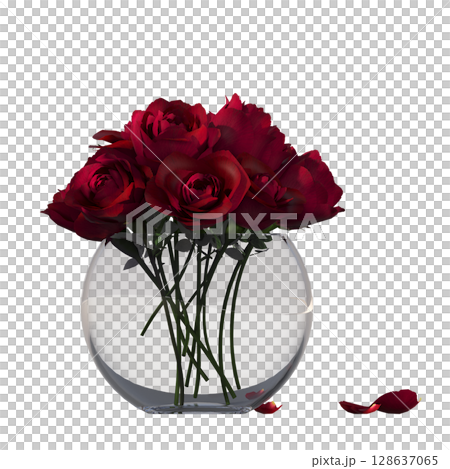 decorative flower in a pot isolate on a transparent background, 3D illustration, cg render decorative flower in a pot isolate on a transparent background, 3D illustration, cg render 128637065