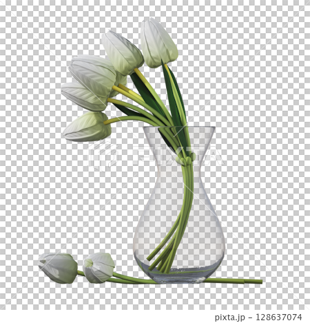 decorative flower in a pot isolate on a transparent background, 3D illustration, cg render decorative flower in a pot isolate on a transparent background, 3D illustration, cg render 128637074