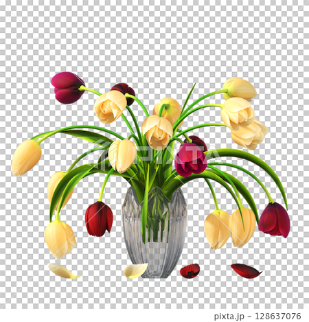 decorative flower in a pot isolate on a transparent background, 3D illustration, cg render decorative flower in a pot isolate on a transparent background, 3D illustration, cg render 128637076