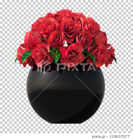 decorative flower in a pot isolate on a transparent background, 3D illustration, cg render 128637077