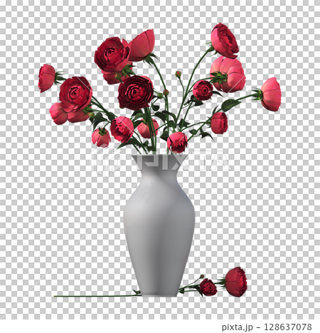 decorative flower in a pot isolate on a transparent background, 3D illustration, cg render decorative flower in a pot isolate on a transparent background, 3D illustration, cg render 128637078