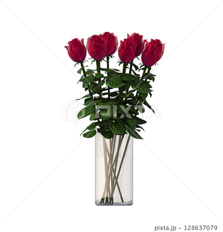 decorative flower in a pot isolate on a transparent background, 3D illustration, cg render decorative flower in a pot isolate on a transparent background, 3D illustration, cg render 128637079
