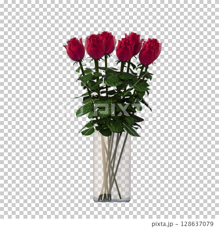 decorative flower in a pot isolate on a transparent background, 3D illustration, cg render 128637079
