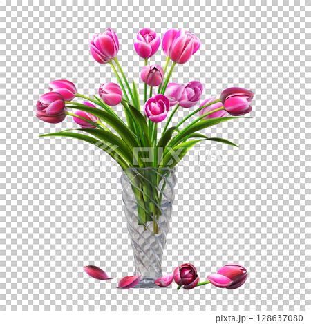 decorative flower in a pot isolate on a transparent background, 3D illustration, cg render decorative flower in a pot isolate on a transparent background, 3D illustration, cg render 128637080