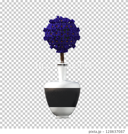 decorative flower in a pot isolate on a transparent background, 3D illustration, cg render decorative flower in a pot isolate on a transparent background, 3D illustration, cg render 128637087