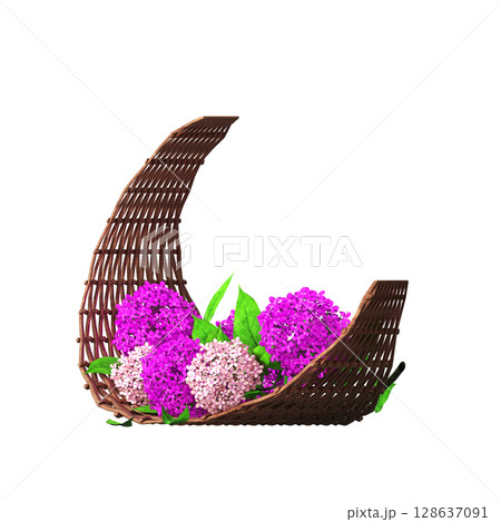 decorative flower in a pot isolate on a transparent background, 3D illustration, cg render 128637091
