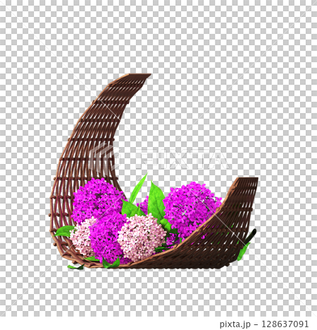 decorative flower in a pot isolate on a transparent background, 3D illustration, cg render 128637091