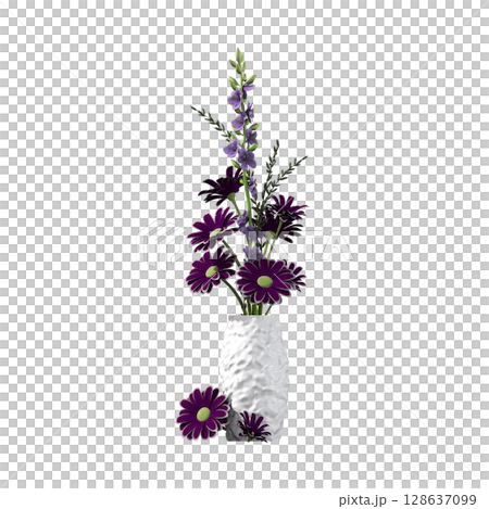 decorative flower in a pot isolate on a transparent background, 3D illustration, cg render decorative flower in a pot isolate on a transparent background, 3D illustration, cg render 128637099