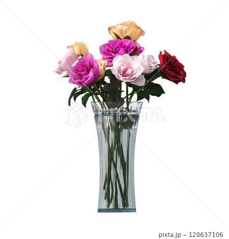 decorative flower in a pot isolate on a transparent background, 3D illustration, cg render decorative flower in a pot isolate on a transparent background, 3D illustration, cg render 128637106