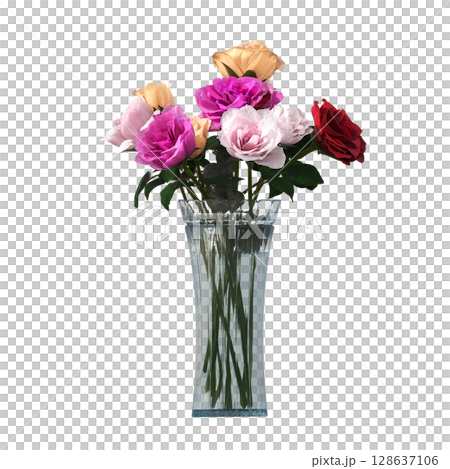 decorative flower in a pot isolate on a transparent background, 3D illustration, cg render decorative flower in a pot isolate on a transparent background, 3D illustration, cg render 128637106