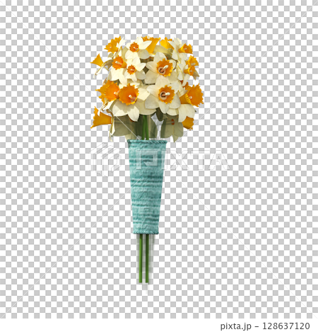 decorative flower in a pot isolate on a transparent background, 3D illustration, cg render 128637120
