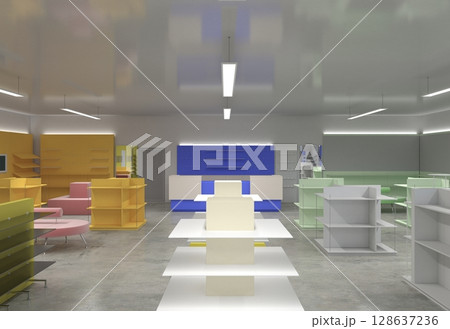 commercial premises, shop, interior visualization, 3D illustration 128637236