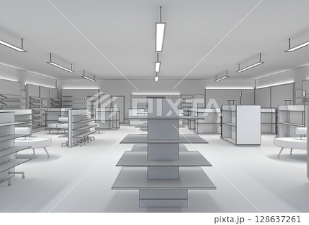 commercial premises, shop, interior visualization, 3D illustration commercial premises, shop, interior visualization, 3D illustration 128637261