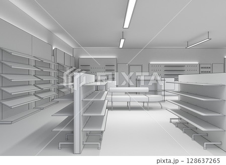 commercial premises, shop, interior visualization, 3D illustration commercial premises, shop, interior visualization, 3D illustration 128637265