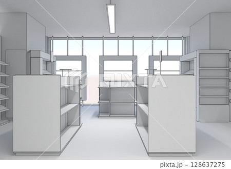 commercial premises, shop, interior visualization, 3D illustration commercial premises, shop, interior visualization, 3D illustration 128637275