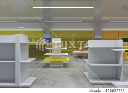 commercial premises, shop, interior visualization, 3D illustration 128637281