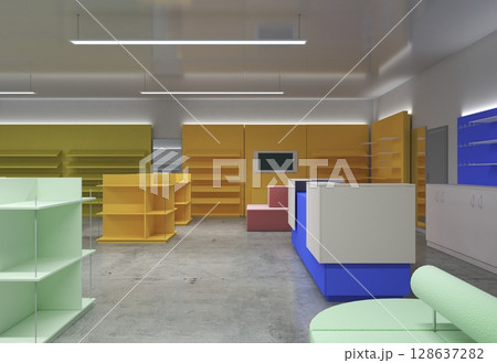 commercial premises, shop, interior visualization, 3D illustration 128637282