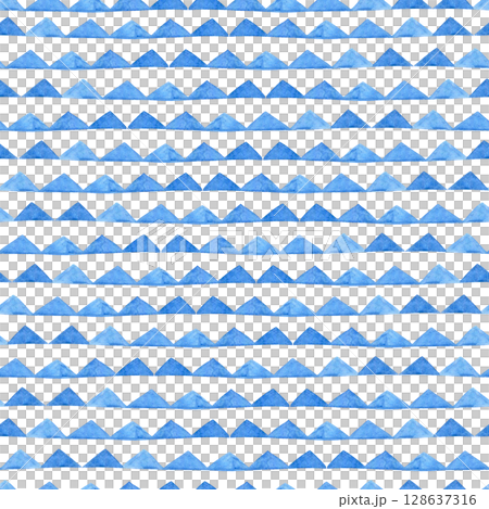Watercolor seamless pattern with triangles and stripes. Blue abstract print Watercolor seamless pattern with triangles and stripes. Blue abstract print 128637316