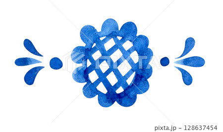 classic watercolor ornament. blue frame in simple retro style classic watercolor ornament. blue frame in simple retro style 128637454