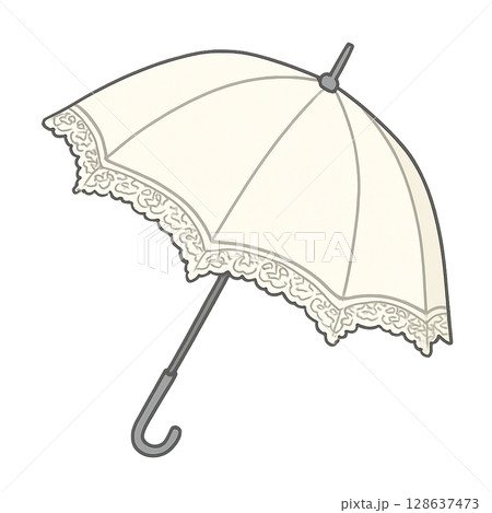 レース付き日傘のイラスト 128637473
