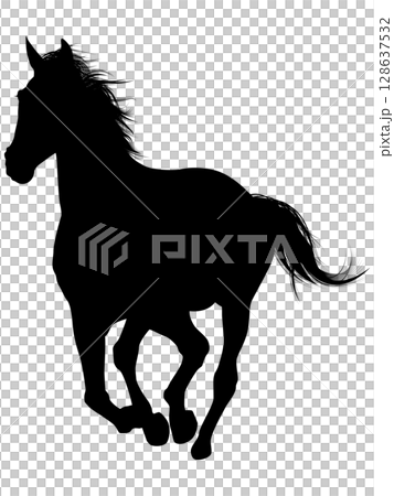 Silhouette of a running horse 128637532