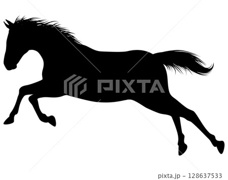 走る馬のシルエット 128637533