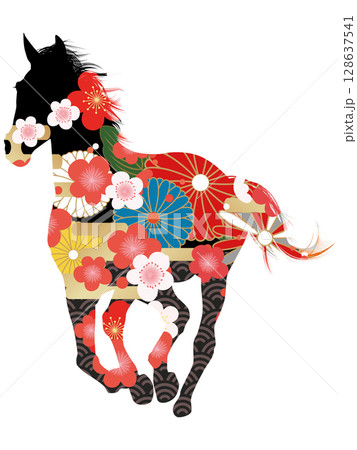 走る馬のシルエットのイラスト素材 [128637541] - PIXTA