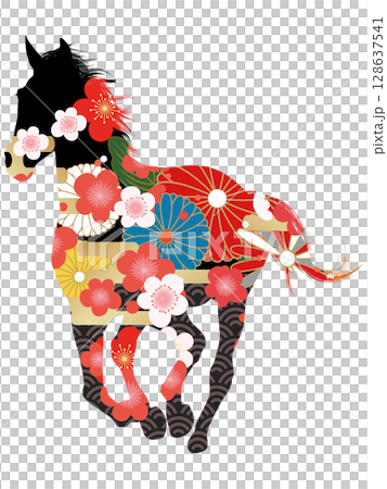 Silhouette of a running horse 128637541