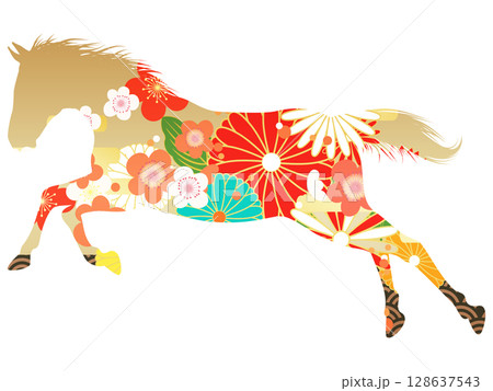 走る馬のシルエット 走る馬のシルエット 128637543