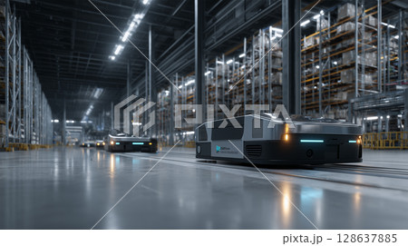 作業者が監視する無人充電ステーション風景 128637885