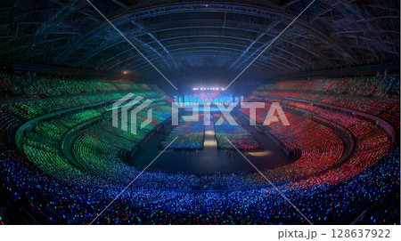 ペンライトが描くアリーナ全景 128637922