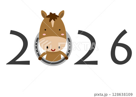 2026年午年年賀状 2026年午年年賀状 128638109