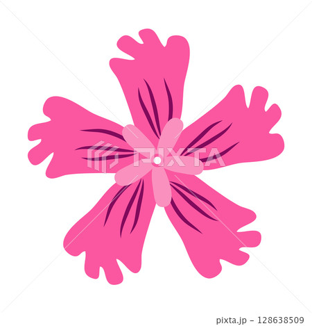 Wild and garden flowers, leaves. Modern vector botanical illustrations in trendy bright colors on white background. hand drawn floral design elements 128638509