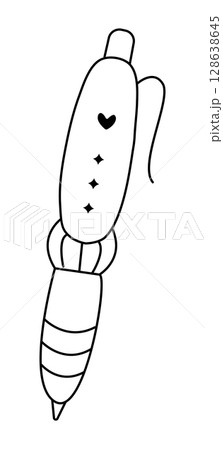 Black line pen doodle, cute vector illustration of school and office item, chancellery pictogram 128638645