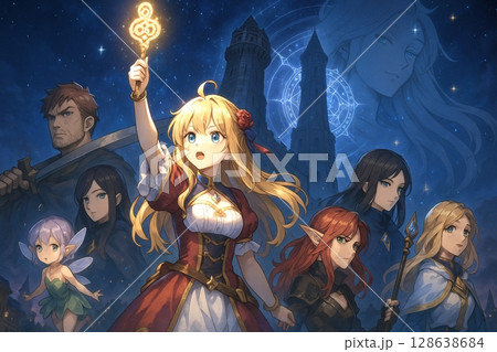 魔法の力に導かれ仲間と共に進む少女のファンタジー冒険 魔法の力に導かれ仲間と共に進む少女のファンタジー冒険 128638684