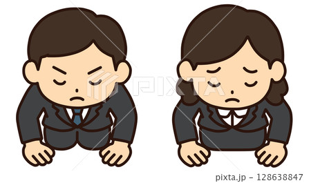 謝罪をする男女「AI生成画像」 128638847