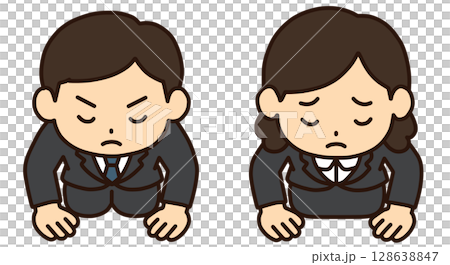 謝罪をする男女「AI生成画像」 128638847