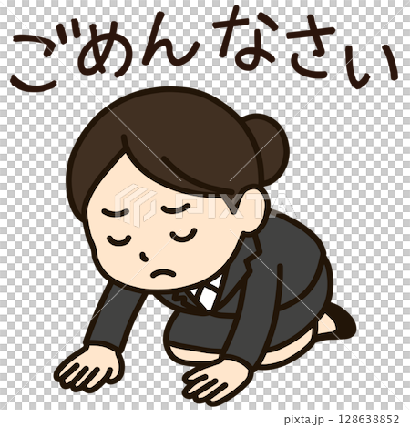 謝罪をする男女「AI生成画像」 128638852