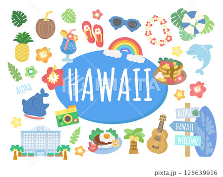 ハワイ　イラストセット 128639916
