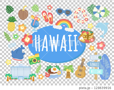 ハワイ　イラストセット 128639916
