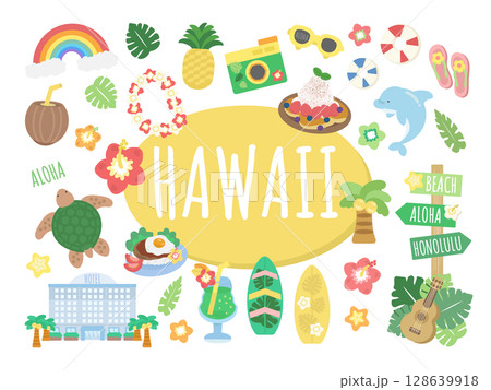 ハワイ　イラストセット 128639918