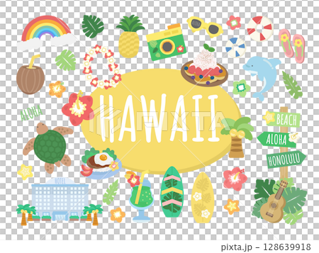ハワイ　イラストセット 128639918