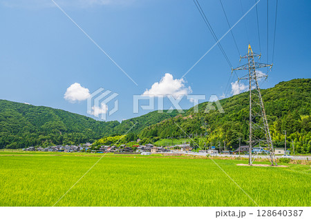 奥琵琶湖西浅井町の田園風景 滋賀県長浜市 奥琵琶湖西浅井町の田園風景 滋賀県長浜市 128640387